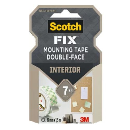 Монтажна лента Scotch-FIX Interior 4496G-1915-P, 19 мм x 5 м, издържливост 7 кг, 1 кг/220 мм