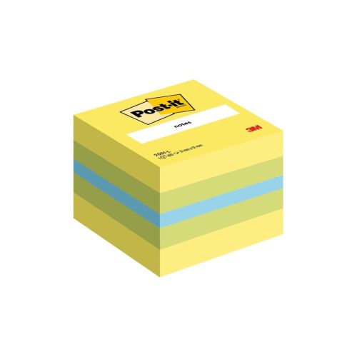 Самозалепващо мини кубче Post-it Lemon, 51х51 мм, 400 л., микс 3 цвята, неоново, PEFC хартия