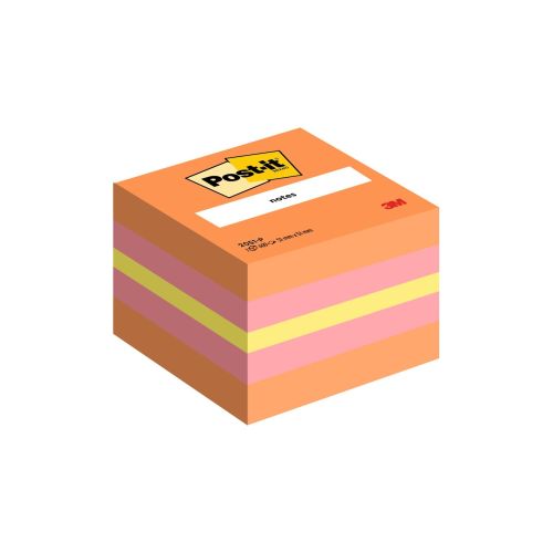 Самозалепващо мини кубче Post-it Pink, 51х51 мм, 400 л., микс 3 цвята, неоново, PEFC хартия