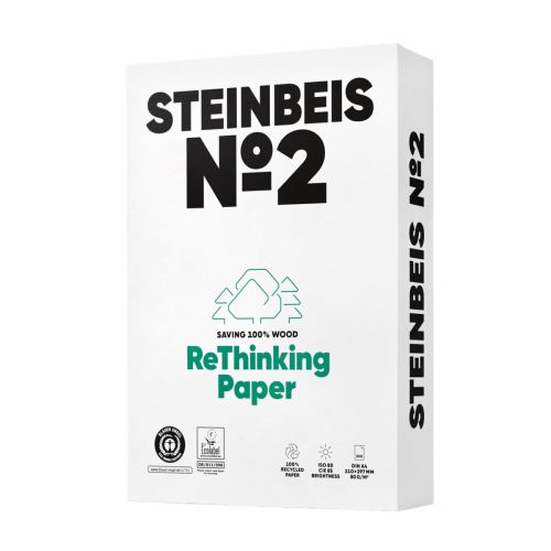 Копирна хартия STEINBEIS №2 ReThinking, А4, 80 г, 100% рециклирана, CIE белота 85, пакет 500 л.