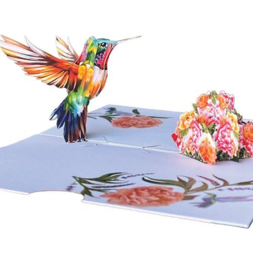 3D Pop-up поздравителна картичка Origami с колибри, 120 х 170 мм