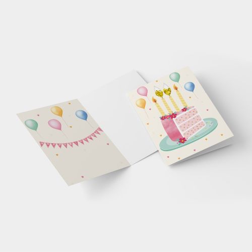 Поздравителна картичка за рожден ден Cake, с торта, 120 x 170 мм