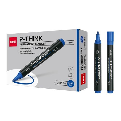 Перманентен маркер Deli P-THINK EU10030, объл връх 1.5 мм, син