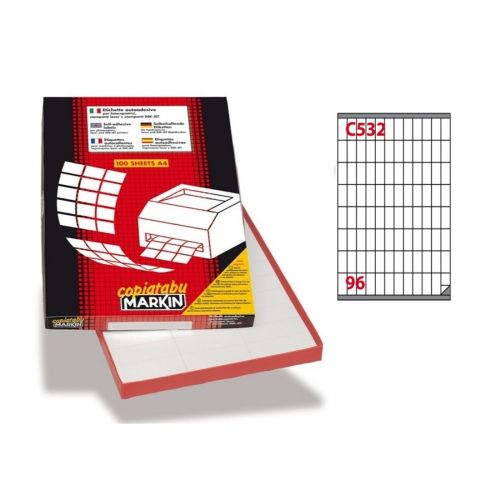 Самозалепващи етикети MARKIN Laser/Copier/Inkjet, бели, А4, 16.3x35.4 мм, 96 бр./л., 100 л.