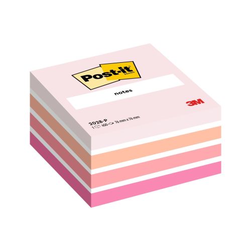 Самозалепващо кубче Post-it Pink, 76х76 мм, 450 л., микс, розово, PEFC хартия
