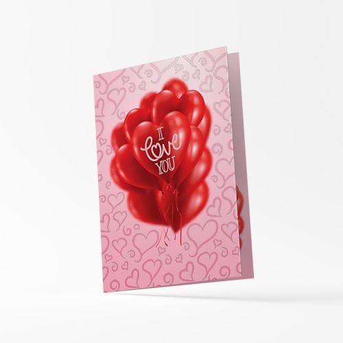 Любовна поздравителна картичка I love you, сърца, 120 x 170 мм