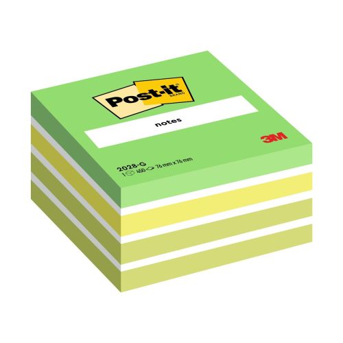 Самозалепващо кубче Post-it Green, 76х76 мм, 450 л., микс, зелено, PEFC хартия
