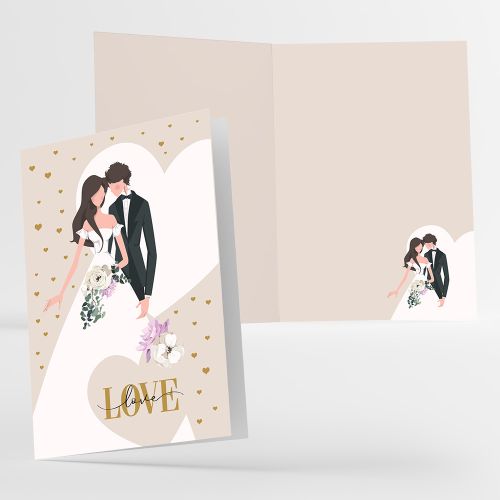 Поздравителна картичка за сватба Love с метализиран ефект, 12 х 17 см