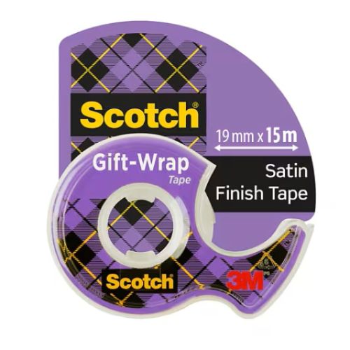 Матово тиксо Scotch Gift Wrap, 19 мм х 7.5 м, невидимо, с диспенсър