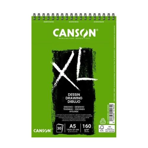 Скицник със спирала CANSON XL Dessin, за сухи техники, A5, 160 г/кв.м, light grain, 30 л.