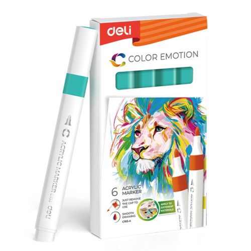 Акрилен маркер Deli Color Emotion EC193A, объл връх, Cyan Blue 4