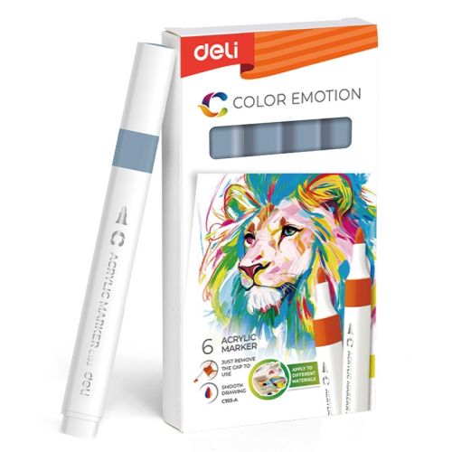 Акрилен маркер Deli Color Emotion EC193A, объл връх, Dark Gray 4