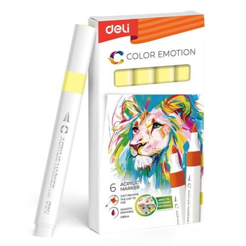 Акрилен маркер Deli Color Emotion EC193A, объл връх, Lemon Yellow 4
