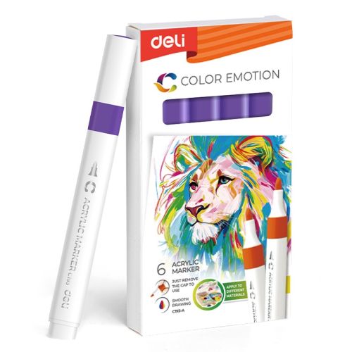 Акрилен маркер Deli Color Emotion EC193A, объл връх, Purple 4