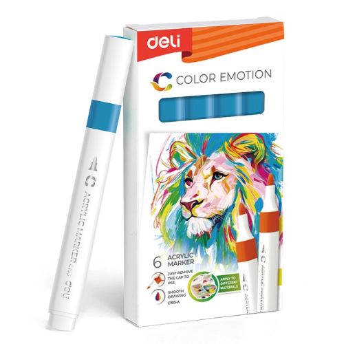 Акрилен маркер Deli Color Emotion EC193A, объл връх, Royal Blue 4