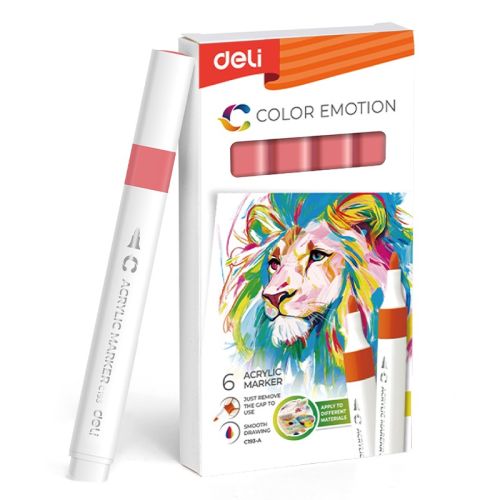 Акрилен маркер Deli Color Emotion EC193A, объл връх, Sun Orange 4