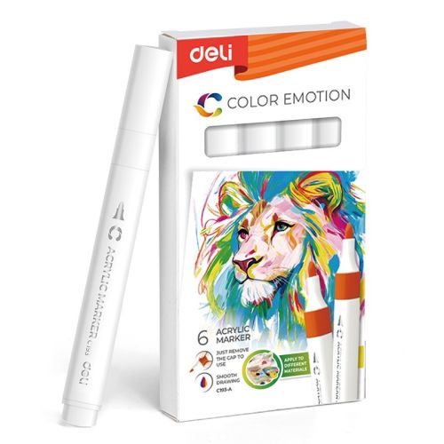 Акрилен маркер Deli Color Emotion EC193A, объл връх, White 4