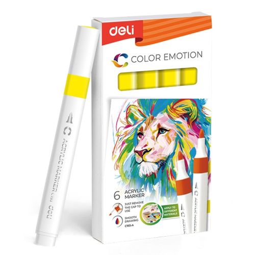 Акрилен маркер Deli Color Emotion EC193A, объл връх, Yellow 4