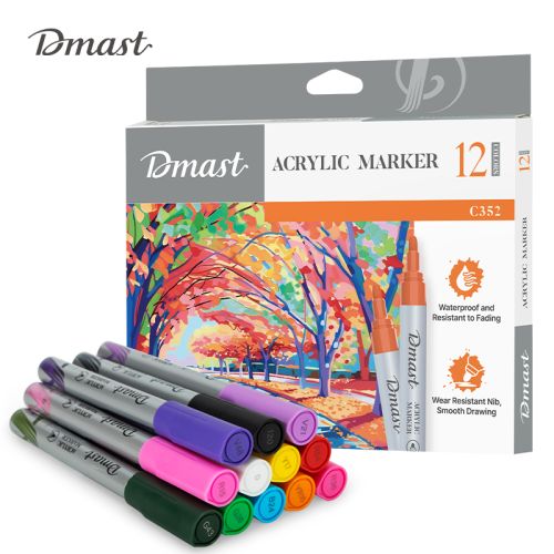 Акрилни маркери Deli Dmast EC352, объл връх 2 мм, 12 цвята — Joya.bg 1