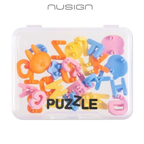 Аксесоари за гелова химикалка Nusign Puzzle ENS889, 26 букви и 6 фигурки животни, асорти 1