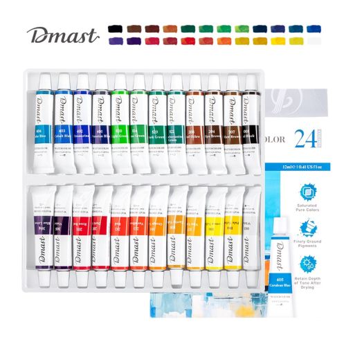 Акварелни бои Deli Dmast EC310-24, в тубички 12 мл, 24 цвята 1
