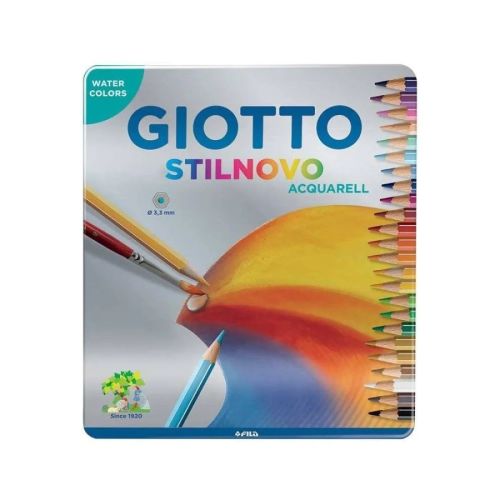 Акварелни цветни моливи GIOTTO STILNOVO ACQUARELL, шестоъгълно тяло, 24 цвята, в метална кутия 1