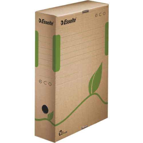 Архивна кутия Esselte Eco, 233х327х100 мм, рециклирано велпапе, кафява 1