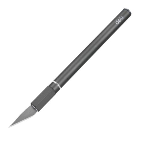 Арт скалпел Deli TOOLS, EDL359201A, 146х9 мм, алуминиев, магнитен край, 10 резервни ножчета, сив 1
