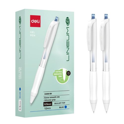 Автоматична гелова химикалка Deli Lineum EG60B-BL, с грип, 0.5 мм, синя 1