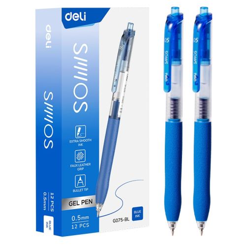 Автоматична гелова химикалка Deli Smoos EG075-BL, с грип, 0.5 мм, синя 1