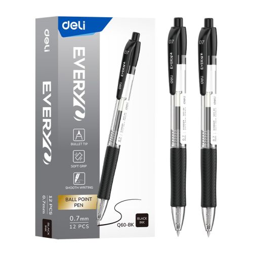 Автоматична химикалка Deli EveryU EQ60-BK, с грип, 0.7 мм, черна 1