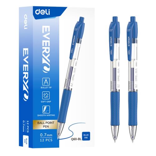 Автоматична химикалка Deli EveryU EQ60-BL, с грип, 0.7 мм, синя 1