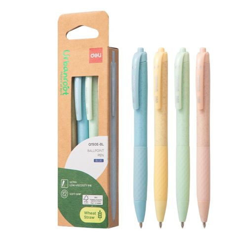 Автоматични химикалки Deli Urbanroot EQ150E-BL, с грип, 0.7 мм, сини, 4 бр. 3
