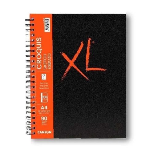 Скечбук със спирала CANSON XL Croquis, за сухи техники, A4, 90 г/кв.м, fine grain, 100 л.