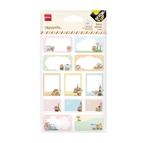 Стикери за име Deli StickUp Capypets EA963, винилови, 110x165мм, 2 л.