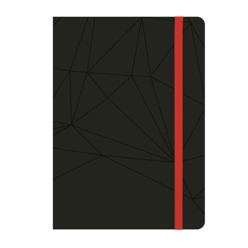 Бележник LASTVA Black, A5, 96 л., линиран офсет 80 г, термо PU корица, черен, червен ластик — Joya.bg 1