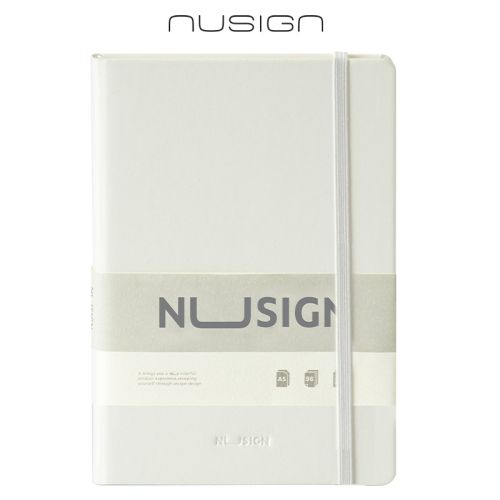 Бележник с ластик Nusign Classic ENS281, A5, 96 л., линиран шамоа офсет  80 г, корица ECO кожа, бял 1