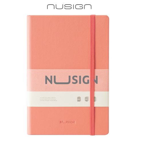 Бележник с ластик Nusign Classic ENS281 A5, 96 л., линиран шамоа офсет  80 г, корица ECO кожа, корал 1