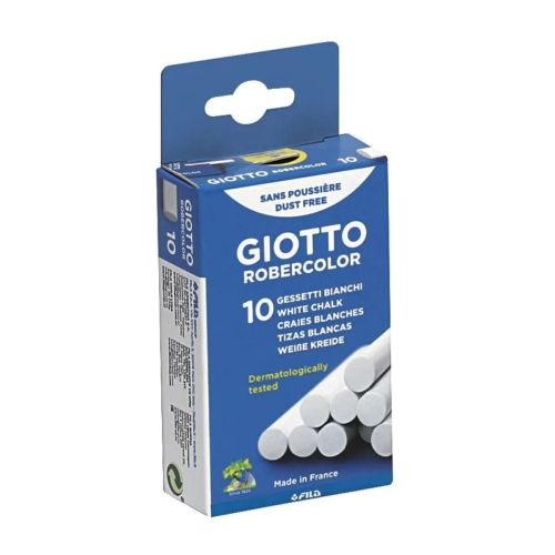 Безпрахови тебешири GIOTTO Robercolor, ф 10 мм, 80 мм, 10 бр., бели, за кука
