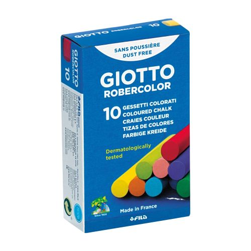 Безпрахови тебешири GIOTTO Robercolor, ф 10 мм, 80 мм, 10 цвята 1