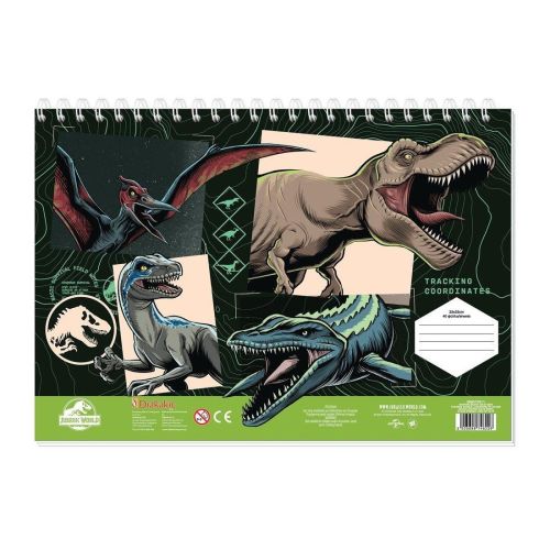 Блок за рисуване Jurassic Park, 230х330 мм, 70 г/кв.м, 40 л., шаблони, 2 стр. за оцветяване, стикери 1