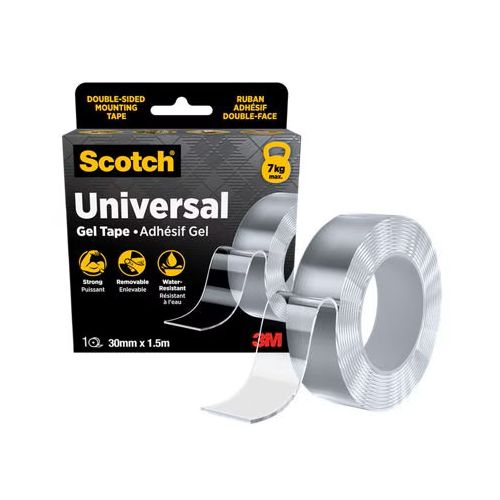 Монтажна лента Scotch Universal Gel, 30 мм x 1,5 м, издържливост 4,5 кг/м