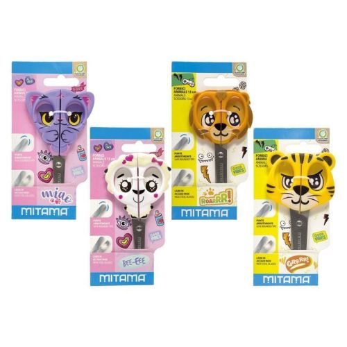 Детска ножица MITAMA Animal, 130 мм, заоблени върхове, асорти 4 дизайна 1