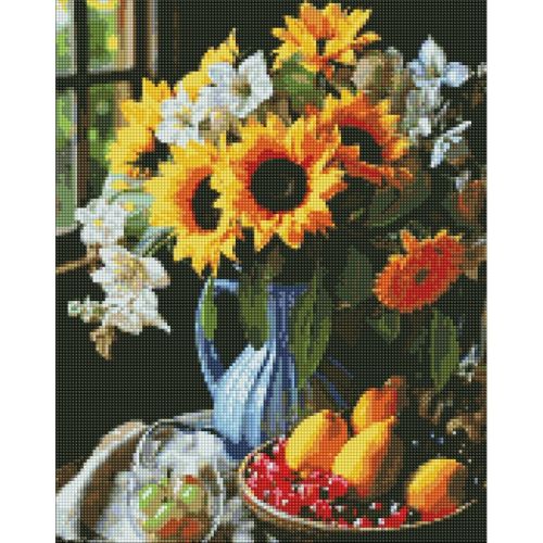 Диамантена мозайка IDEYKA, с подрамка, STILL LIFE WITH SUNFLOWERS/Слънчогледи, 40х50 см — Joya.bg 1