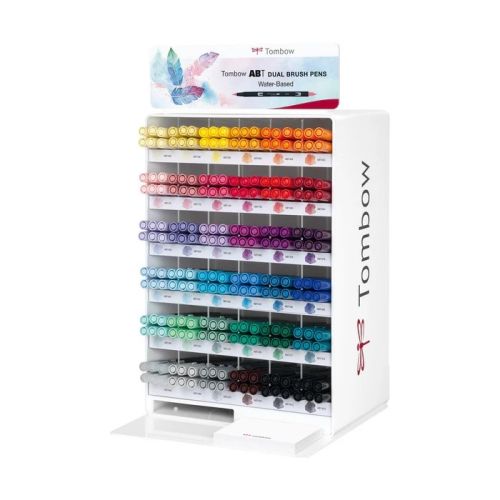 Дисплей акварелни двувърхи маркери Tombow ABT Dual Brush, четка 3.5 мм, връх 0.8 мм, 36 цв., 216 бр. — Joya.bg 1