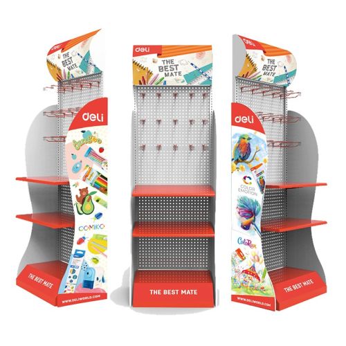 Дисплей Deli School Metal Floor J00572, 40 куки и 2 рафта, метален, 40х60х200 см — Joya.bg