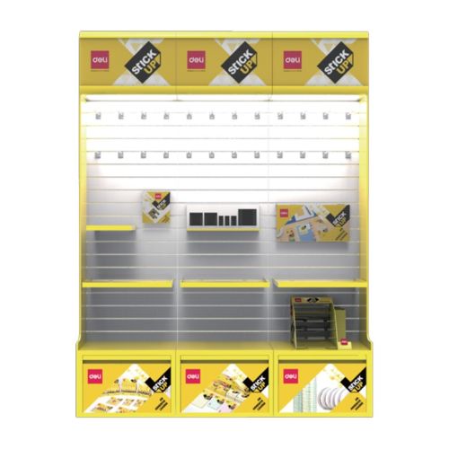 Дисплей Deli STICK UP Base J00260, за лепящи с-ва, 2 рафта, 25 куки, метален, 240х60х45 см 1