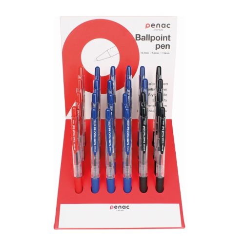 Дисплей с автоматични химикалки Penac Sleek Touch, с грип, 0.7 мм, 14 сини, 6 черни, 4 червени — Joya.bg 1
