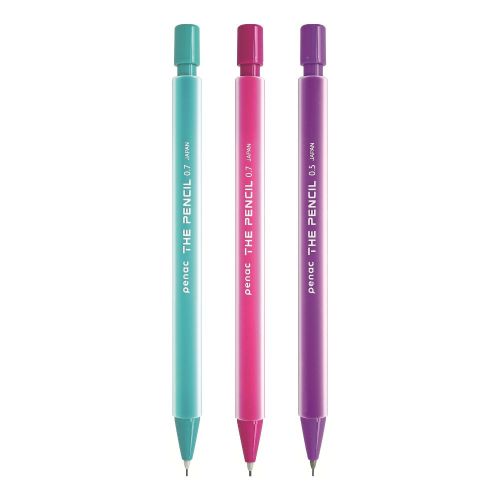 Дисплей с автоматични моливи Penac The Pencil, цветно гумирано тяло, 0.7 мм, 3 цвята х 8 бр., 24 бр. 1