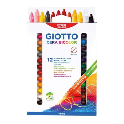 Двувърхи восъчни пастели GIOTTO CERA BICOLOR MAXI, ф 11 мм, 24 цвята 1